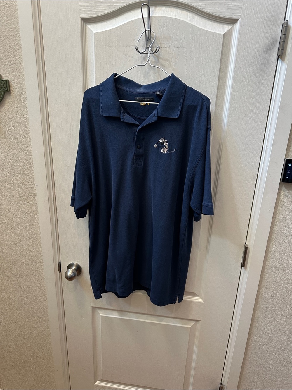 Greg Norman Collection Classic Navy Polo with Embroidered Shark